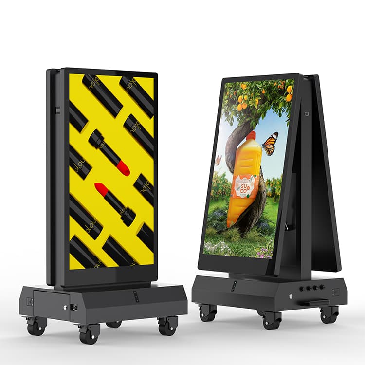 Two VISTA displays with product adverts