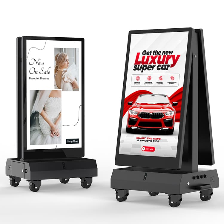 Two VISTA displays with retail and car adverts